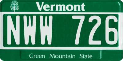 VT license plate NWW726