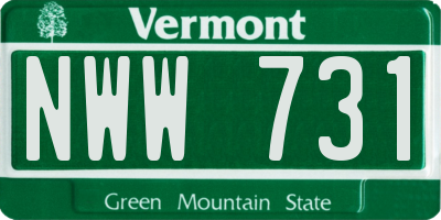 VT license plate NWW731