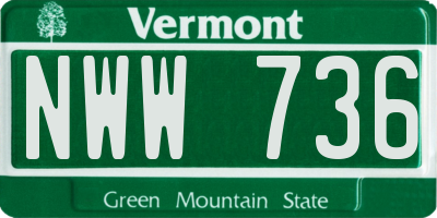 VT license plate NWW736