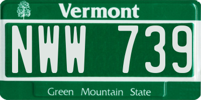 VT license plate NWW739