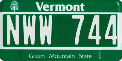 VT license plate NWW744