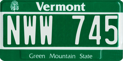 VT license plate NWW745