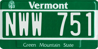 VT license plate NWW751