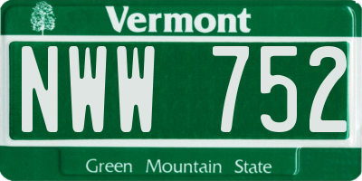 VT license plate NWW752