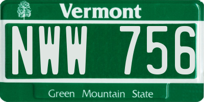 VT license plate NWW756