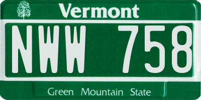 VT license plate NWW758