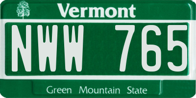 VT license plate NWW765