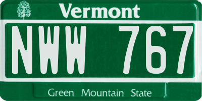 VT license plate NWW767