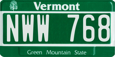 VT license plate NWW768
