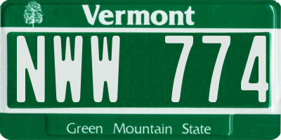 VT license plate NWW774