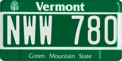 VT license plate NWW780