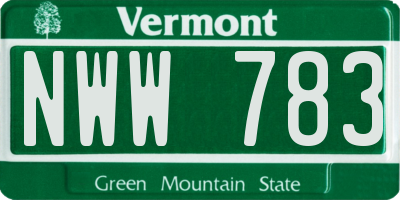 VT license plate NWW783