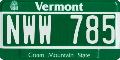 VT license plate NWW785