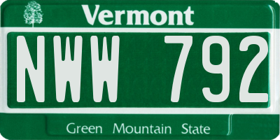 VT license plate NWW792