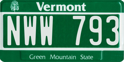 VT license plate NWW793