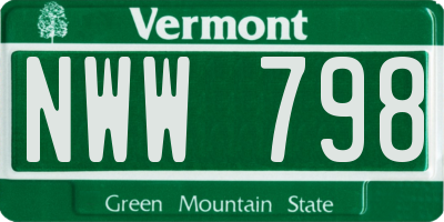 VT license plate NWW798