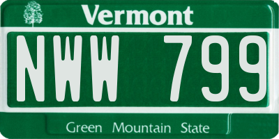 VT license plate NWW799