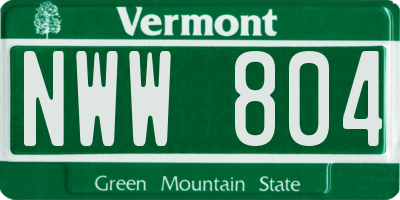 VT license plate NWW804