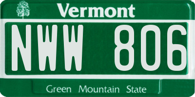 VT license plate NWW806