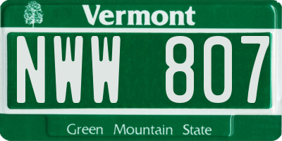 VT license plate NWW807