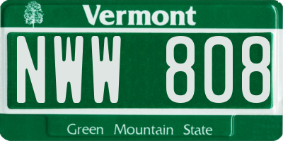 VT license plate NWW808