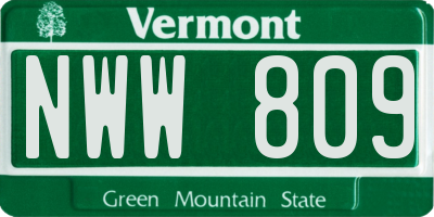 VT license plate NWW809