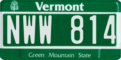 VT license plate NWW814