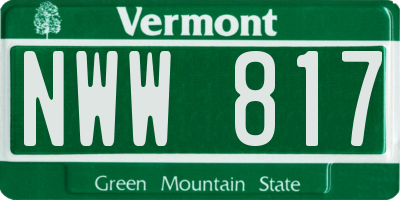VT license plate NWW817