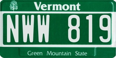 VT license plate NWW819