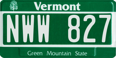 VT license plate NWW827