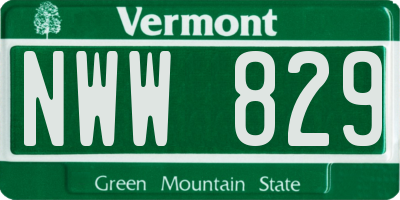 VT license plate NWW829