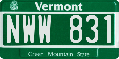 VT license plate NWW831