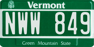 VT license plate NWW849