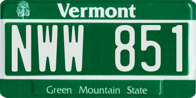 VT license plate NWW851