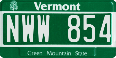 VT license plate NWW854