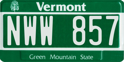 VT license plate NWW857