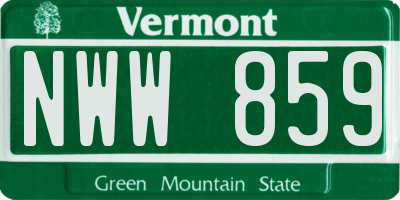 VT license plate NWW859