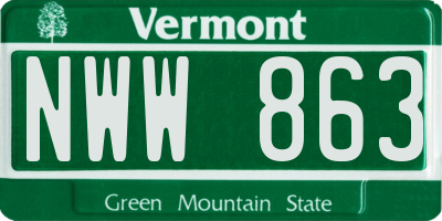 VT license plate NWW863