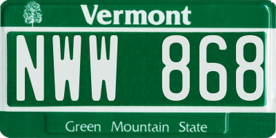 VT license plate NWW868