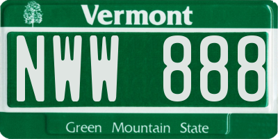 VT license plate NWW888
