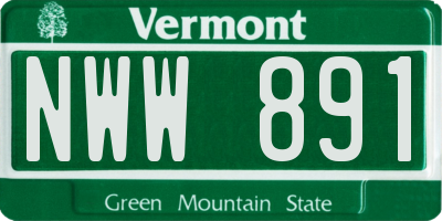 VT license plate NWW891