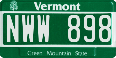 VT license plate NWW898