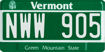 VT license plate NWW905