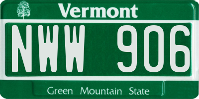 VT license plate NWW906
