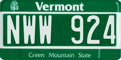 VT license plate NWW924