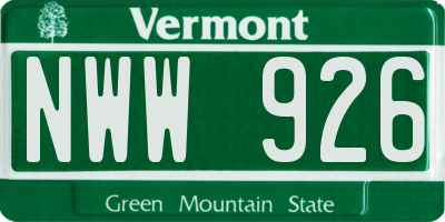 VT license plate NWW926