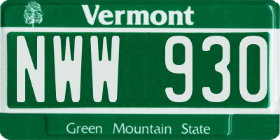 VT license plate NWW930