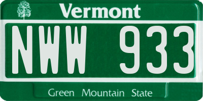 VT license plate NWW933