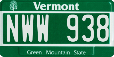 VT license plate NWW938