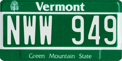 VT license plate NWW949